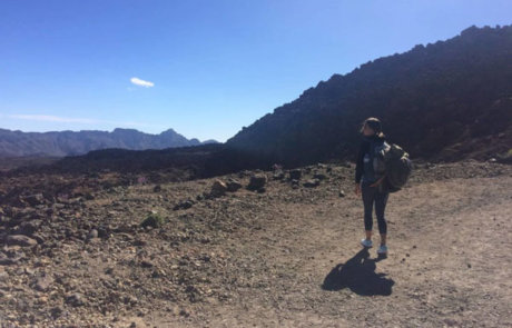 Intern is walking on the Teide mountain